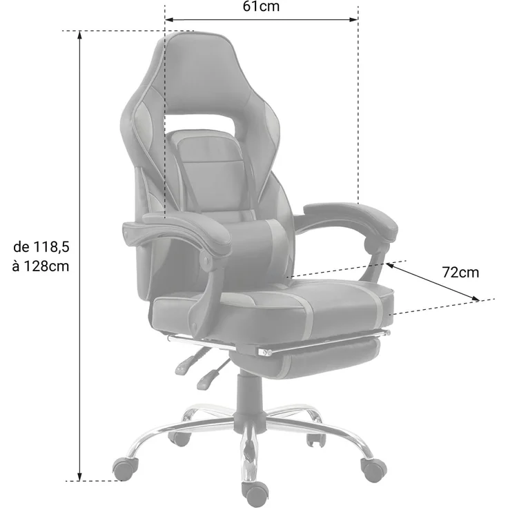 Happy Garden Gamer Sessel schwarz und blau LINK, Gaming Stuhl, ergonomischer Bürostuhl, Lendenwirbelstütze, Kopfstütze, drehbar, höhenverstellbar, neigbare Rückenlehne, teleskopische Fußstütze – Bild 3