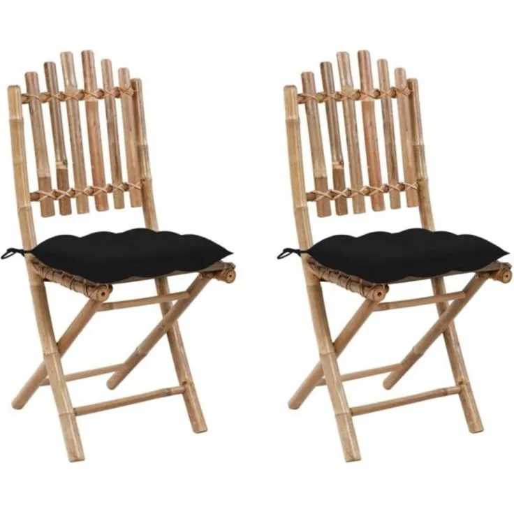 vidaXL Klappbare Gartenstühle 2 Stk. mit Kissen Bambus 3064009