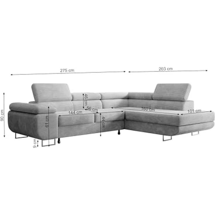 Selsey STEVIL - Ecksofa L-Sofa mit Schlaffunktion, Bettkasten, Ottomane rechts, Cordbezug Olivgrün – Bild 3