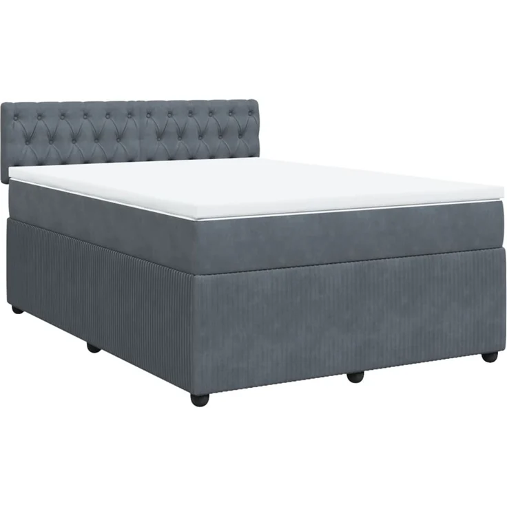 vidaXL Boxspringbett, mit Matratze, Samt Dunkelgrau, 140x200 cm – Bild 2