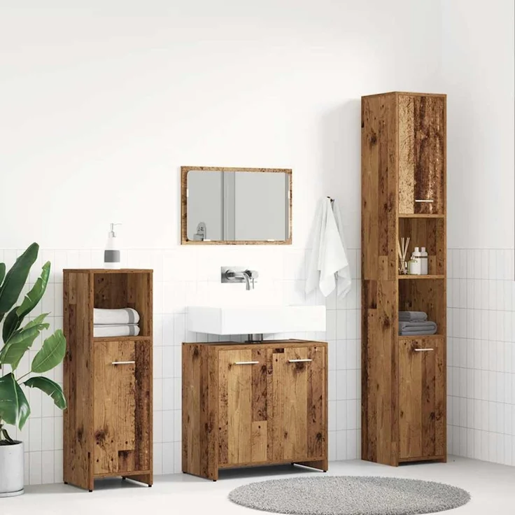 vidaXL 4-tlg. Badmöbel-Set Altholz-Optik Holzwerkstoff 3328553 – Bild 1