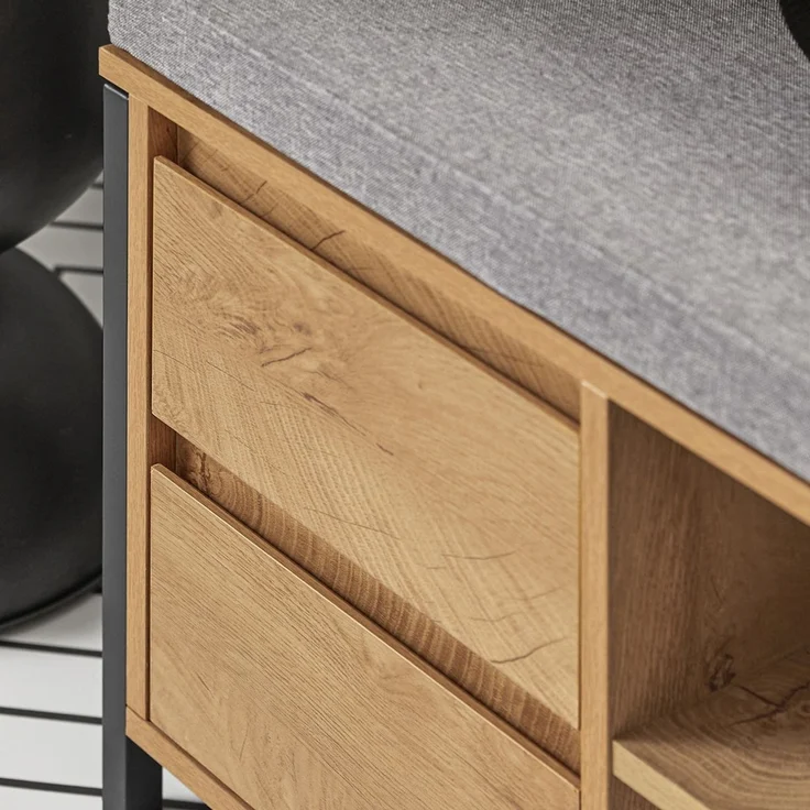 SoBuy FSR149-N Schuhbank, Spanplatte, Melamin, Helle Eiche, 110 x 45 x 35 cm – Bild 9