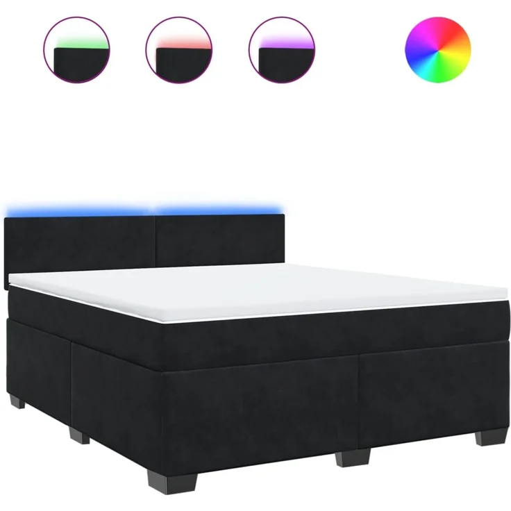 vidaXL Boxspringbett mit Matratze Schwarz 180x200 cm Samt 3288674 – Bild 2