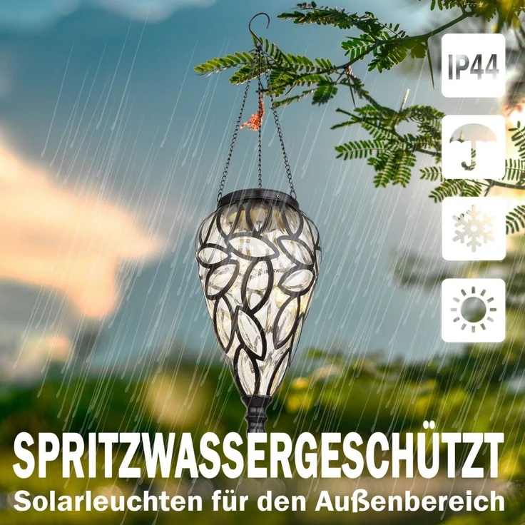 Solarleuchte Garten Tropfen 2er Set 10cm Solarlampe Außen Außenleuchte Solar – Bild 3