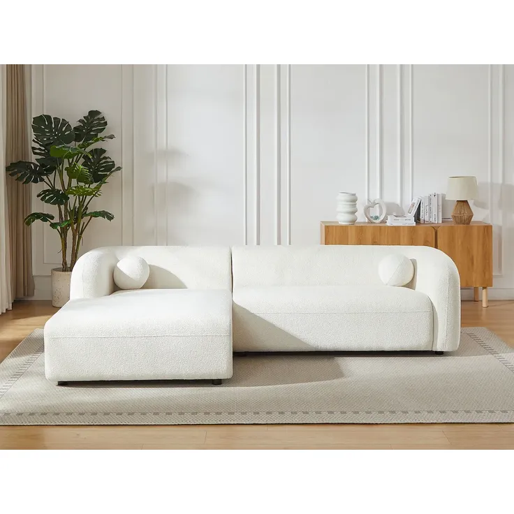 Vente-unique - OVOTAS Sofa Stoff Weiß - B 160 cm x H 70 cm x L 270 cm – Bild 5