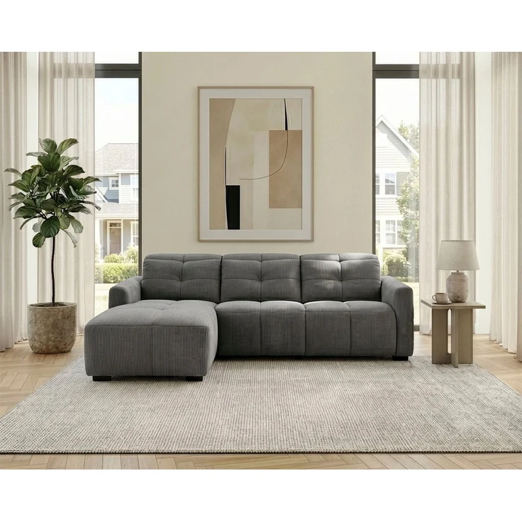 OTTO home Ecksofa CAARLA Cord, L-Form, 261 cm, man. oder elektr. Relaxfunktion (USB-A/C), mit USB-A und USB-C bei elektrischer Ausführung, Kopfteilverstellung – Bild 1
