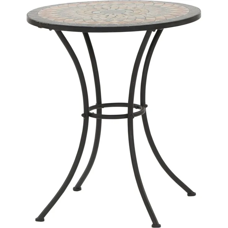 SIENA GARDEN Prato Tisch Ø60x71 cm Gestell Stahl matt-schwarz, Tischplatte Keramik mehrfarbig mosaikoptik