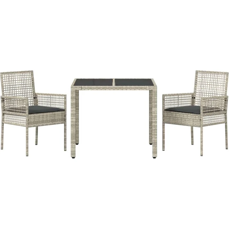 vidaXL Garten Essgruppe 3 pcs Hellgrau Poly-Rattan 3334895 – Bild 6