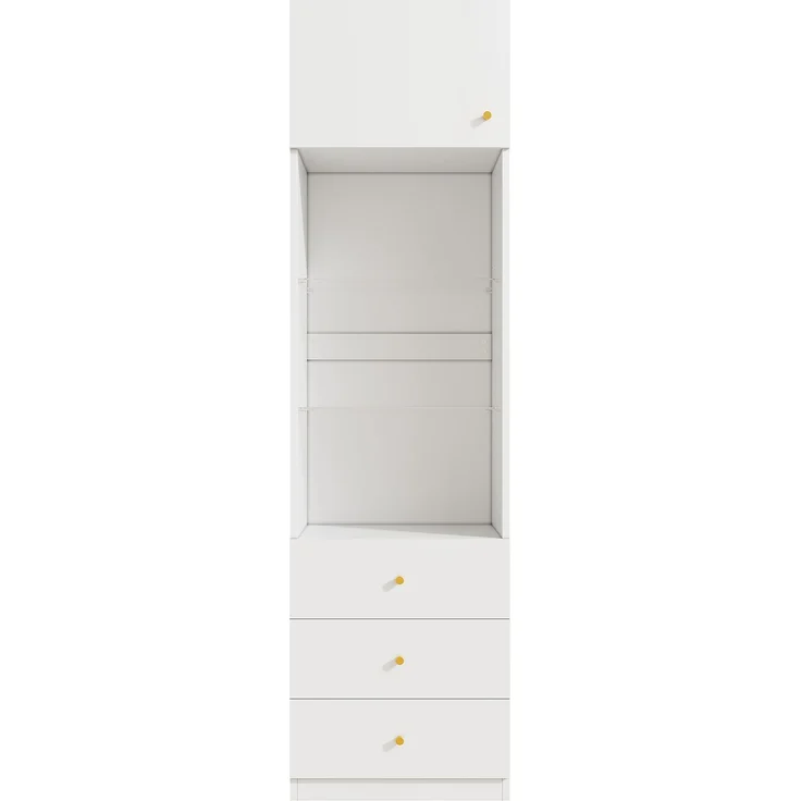 Vitrine 50 x 40 x 180 cm aus MDF und Glas, mit verstellbaren Glasböden und Schubladen – Bild 6
