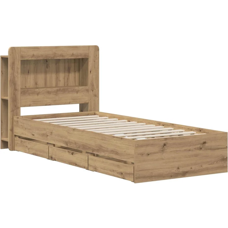 vidaXL Bettgestell mit Stauraum und Kopfteil Artisan-Eiche 90 x 200 cm 3445815 – Bild 2