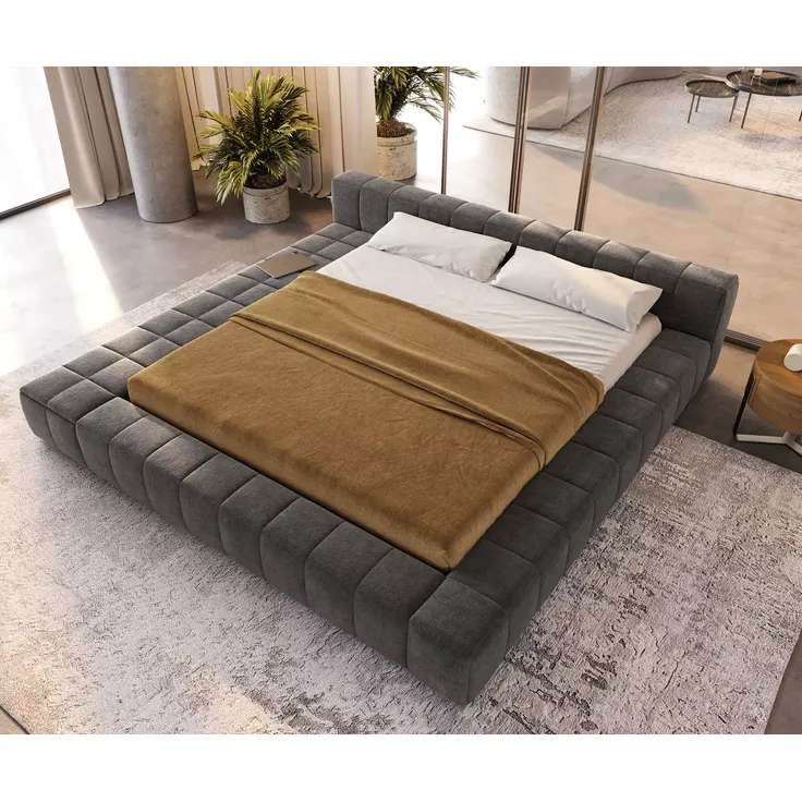 Polsterbettgestell Espazio 180x200 cm Bouclé Soft Schlamm mit Stauraum – Bild 5