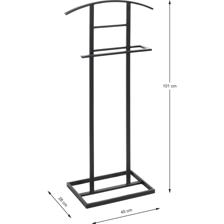 Herrendiener >23592< in schwarz, Metall - 45x101x26cm (BxHxT) – Bild 2