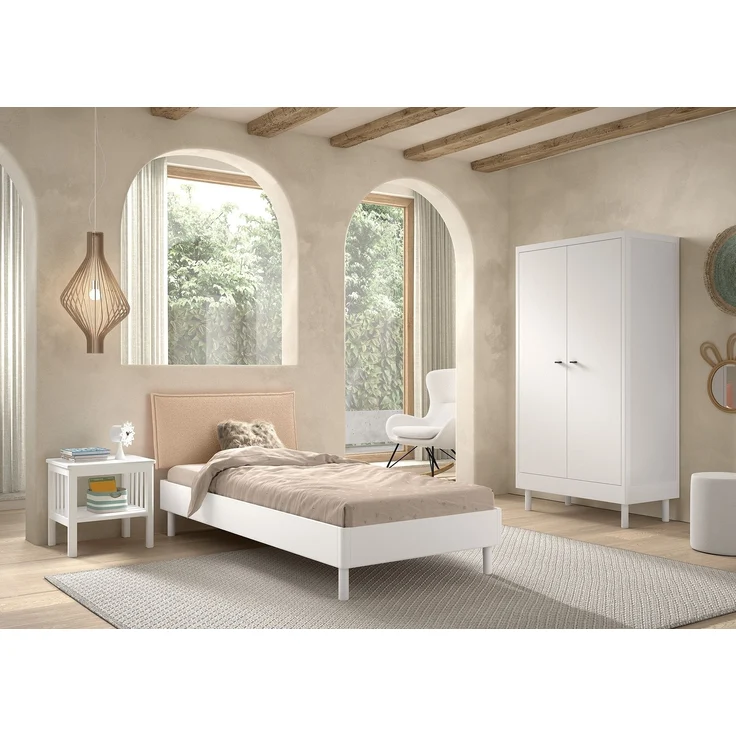 Jugendzimmer-Set >Buche Massiv< (3-teilig) in Buche massiv weiß lackiert – Bild 1