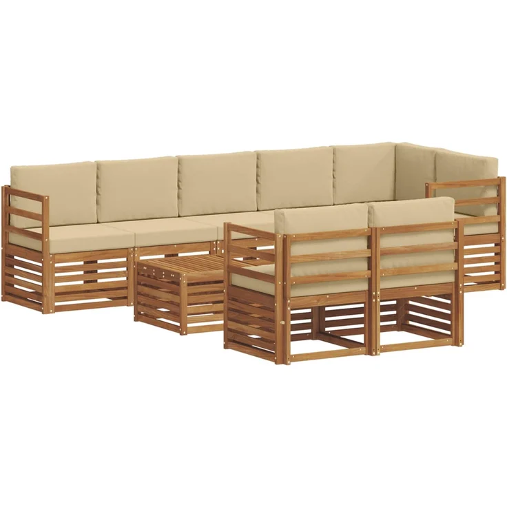 vidaXL Outdoor-Sofagarnitur 9 stk. 8-Sitzer Natur und Beige 3375033 – Bild 2