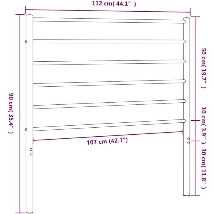 vidaXL Ersatz-Kopfteil Metall Schwarz 107 cm – Bild 3