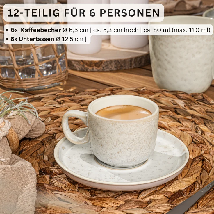 SÄNGER Espressotassen Set Key West - 12 teilig aus Steingut – Bild 2