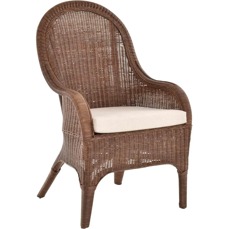 Krines Home Rattanstuhl Rattansessel hohe Rückenlehne Rattan Esszimmerstuhl Breite Armlehnen, Breite Armlehnen