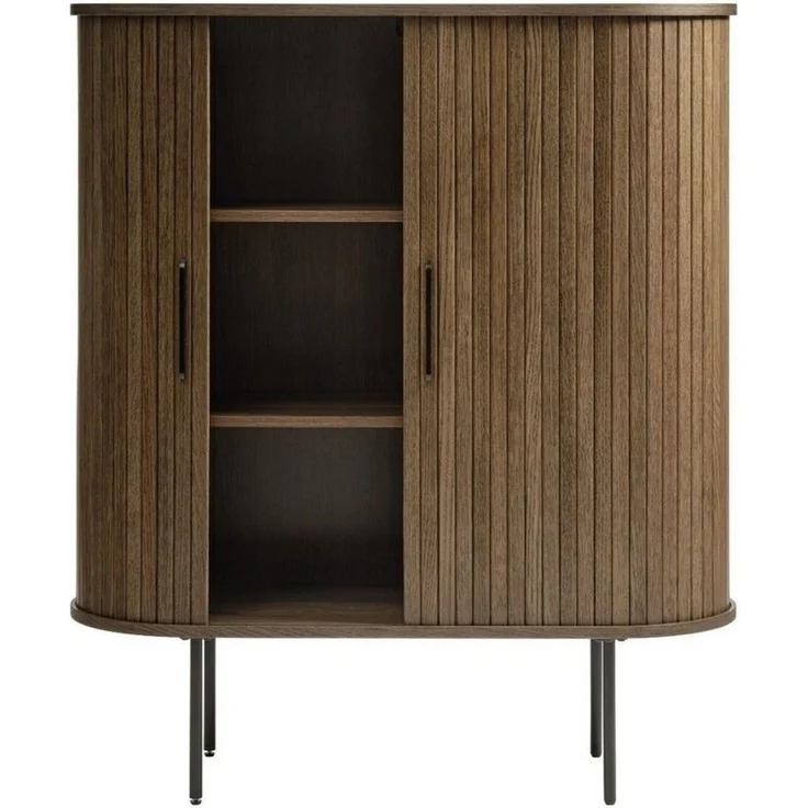 Liadomo Highboard Uriel, Sideboard, Kommode, Stauraummöbel, Schiebetüren Lamellen-Optik, Echtholzfurnier, vier Farben – Bild 3