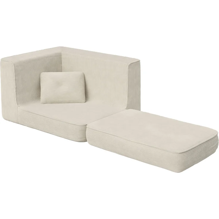 skølm 'Ránar' Ecksessel mit Liegefunktion und 1 Kissen, Sessel ausklappbar, vakuumverpackt ohne Aufbau, beige aus Cord – Bild 12