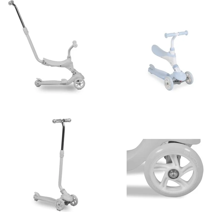 Byox Kinderroller Tristar 3 in 1 Roller Rutscher Schiebestange PU Räder ABEC-5 hellblau – Bild 4