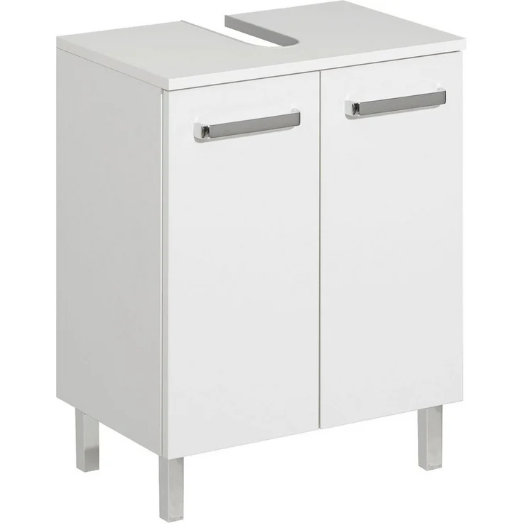 Saphir Waschbeckenunterschrank Quickset Unterbeckenschrank mit 2 Türen, 50 cm breit, ohne Waschbecken Waschbeckenschrank inkl. Türdämpfer, Griffe in Chrom Glanz – Bild 5