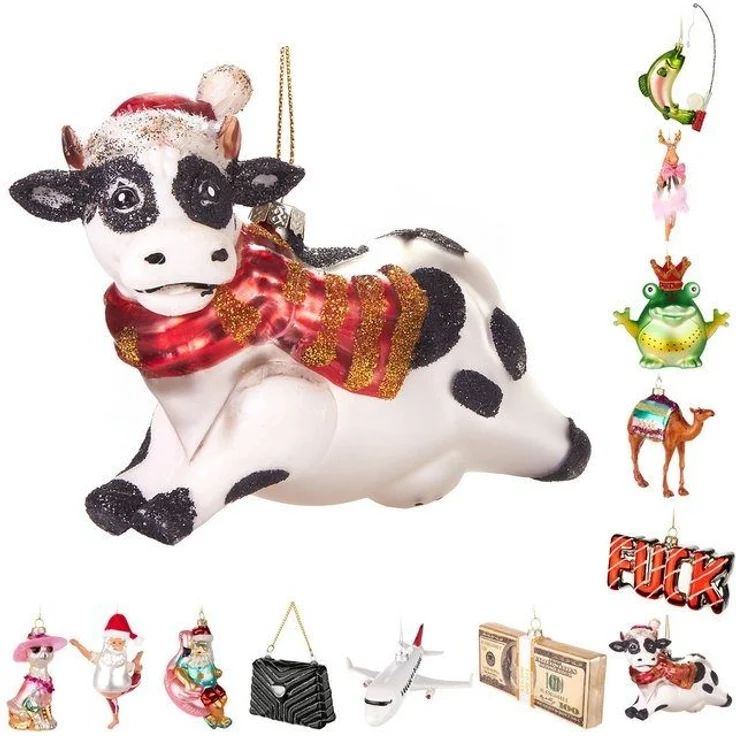 BRUBAKER Weihnachtsbaumkugel Handbemalte Weihnachtskugel - viele lustige Motive - Glas Baumkugel (1 St), Christbaumschmuck Figuren Deko Anhänger Christbaumkugel Weihnachtsdeko – Bild 4