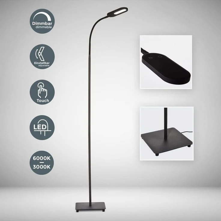 LED Stehleuchte dimmbar Stehlampe schwenkbar Memory & Touch Funktion – Bild 5