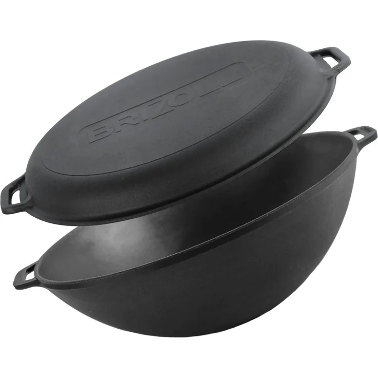 Ø36 cm Wok Gusseisen Kazan 8 L Deckel-Bratpfanne Campingtopf Kochtopf für alle Herdarten geeignet – Bild 2
