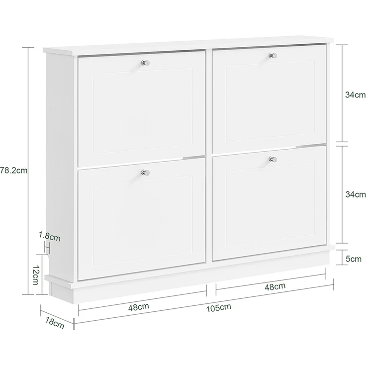 SoBuy FSR216-W Schuhschrank, MDF, Lackiert, Weiß, 105 x 78 x 18 cm – Bild 3