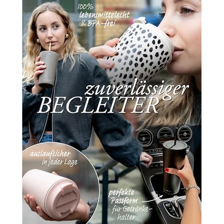 MAMEIDO Thermobecher, Edelstahl, Kunststoff, Silikon, doppelwandig isoliert, auslaufsicher in 350ml, 470ml, 700ml & 1200ml – Bild 4