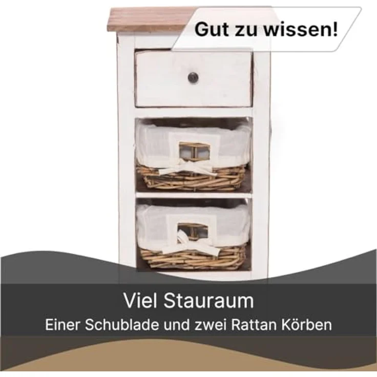 DESIGN DELIGHTS Telefontisch TELEFONTISCH "RATTAN 70", 70x38x28cm (HxBxT), Altholz massiv Beistell – Bild 6