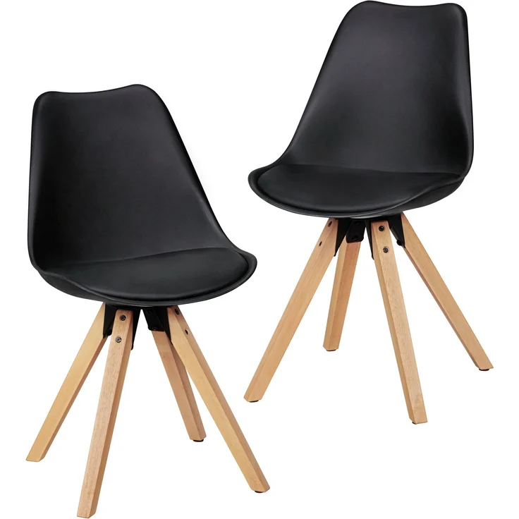Wohnling 2er-Set Esszimmerstühle Skandinavische Stühle mit Holzbeinen schwarz – Bild 4