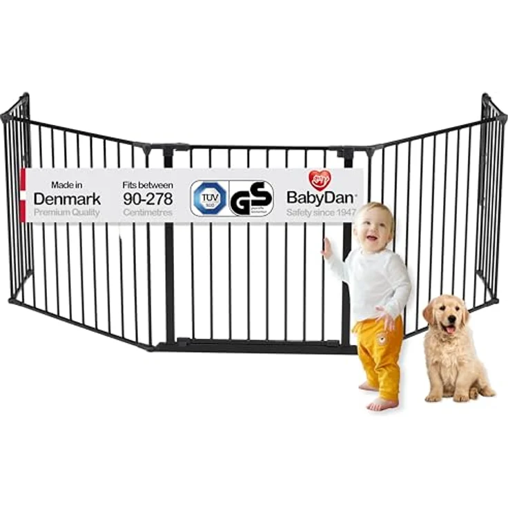 Baby Dan Konfigurationsgitter / Kaminschutzgitter Flex XL 90 - 278 cm, Anthrazit - Hergestellt in Dänemark und vom TÜV GS geprüft – Bild 2