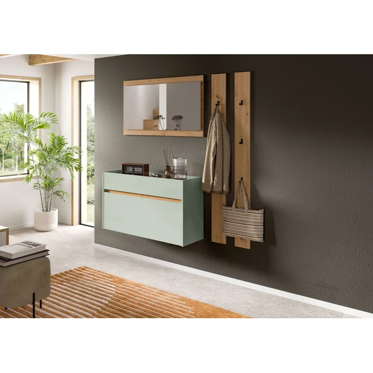 Garderobenkombination B/H/T: 192x172x32 cm in Salbei Nachbildung und Artisan Oak Nachbildung – Bild 5