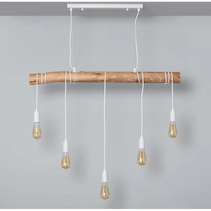 LEDKIA LIGHTING Hängeleuchte Yagis | Verstellbare Länge, E27-Birne kompatibel, modernes Design in Weiß, Metall | Ideal für Wohnzimmer, Küche, Schlafzimmer, Esszimmer – Bild 3