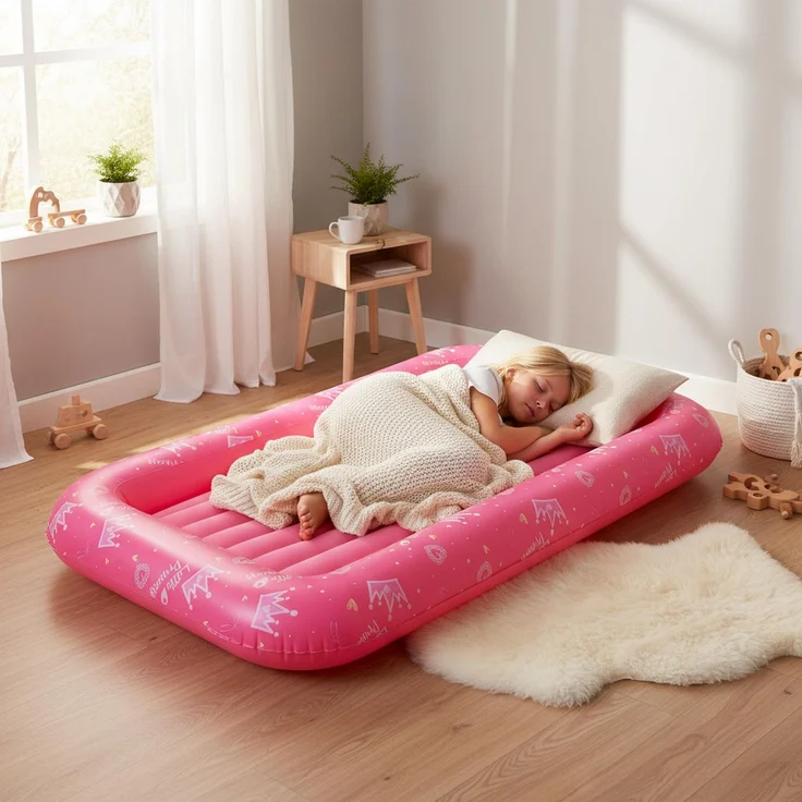 Avenli Luftmatratze Kinderluftbett aufblasbar DreamAir 152 x 89 x 17,5 cm rosa – Bild 3