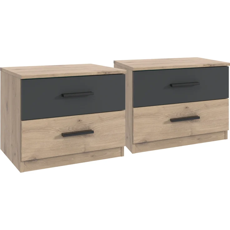 Bettanlage >Budapest< Liegefl. 180x200cm, Viking-oak-Dekor / Graphit 293x81x210cm (BxHxT) – Bild 3