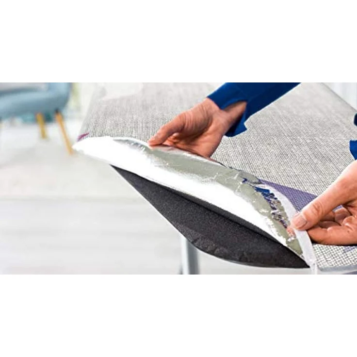 Vileda Total Reflect M Plus Bügelbrett, Bügeltisch für Dampfbügelstation, Bügelfläche 120x38 cm, höhenverstellbar 75-96cm, Farbe Grau, Eco-Verpackung – Bild 5