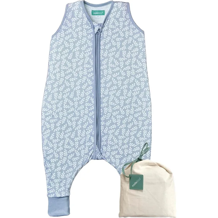 molis&co. Baby-Schlafsack mit Füßen. 0.5 TOG. Größe: 90 cm. Ideal für den Sommer. Blue Garden. 100% Baumwolle (Oeko-TEX 100).
