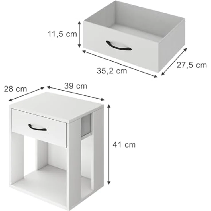 Vicco Virela Nachttisch, Weiß, Rechteckig, 1 Fach, 39x41x28 cm, Holzwerkstoff, Schlafzimmer – Bild 3