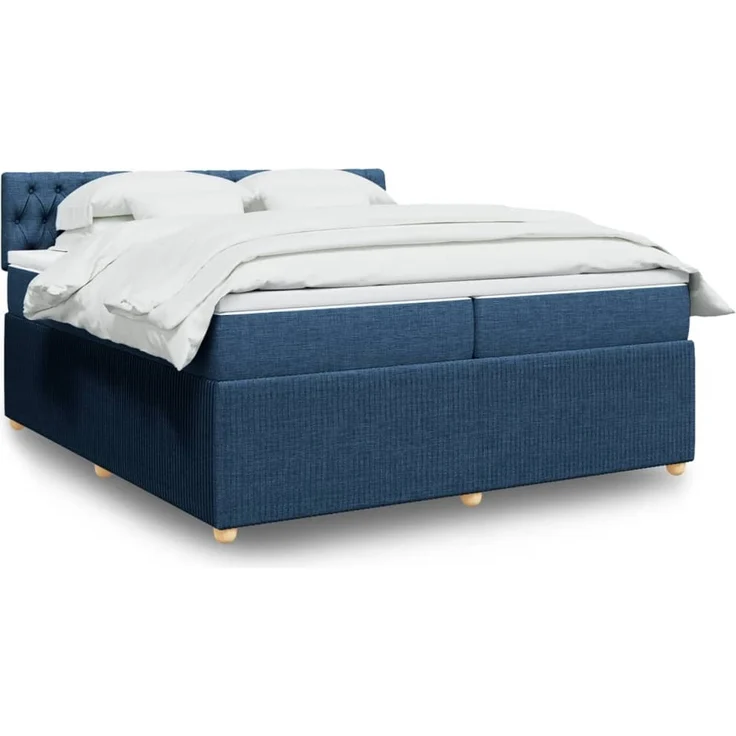 vidaXL Boxspringbett mit Matratze Blau 200x200 cm Stoff 3287576 – Bild 1