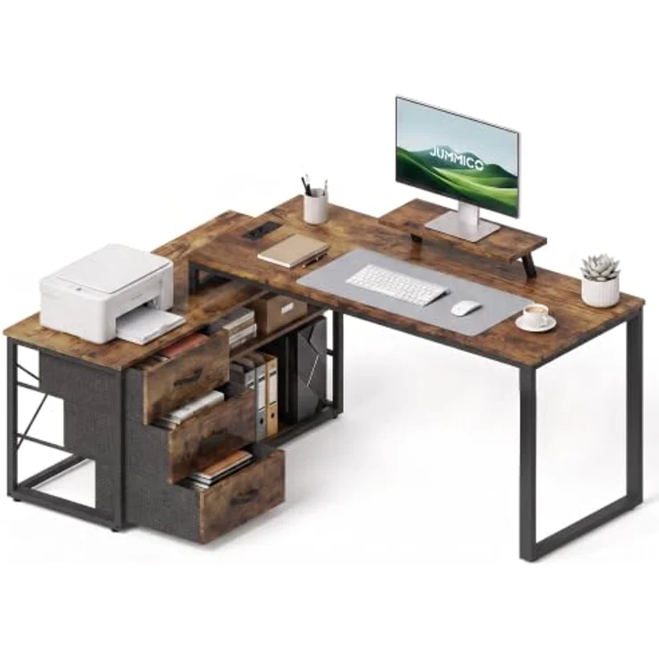 JUMMICO Schreibtisch Infinizon Series, 140 x 52 x 73,5(H) cm, Walnuss-Optik – Bild 9