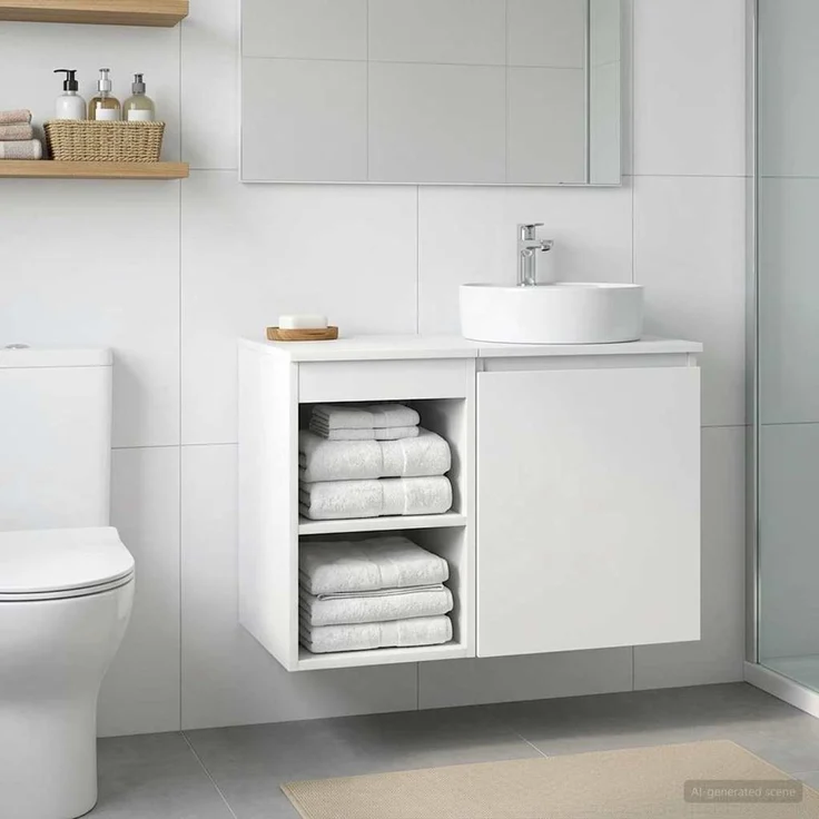 vidaXL Badezimmerschrank Weiß 30 x 44,5 x 50 cm Holzwerkstoff 890350 – Bild 1