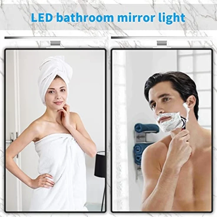Aourow LED Spiegelleuchte Bad 10W,40CM 820LM Spiegellampe Badezimmer,Kaltes Weiß 6500K IP44 Wasserdicht Badlampe Spiegel KLASSE II 230V Spiegelschrank Beleuchtung – Bild 6