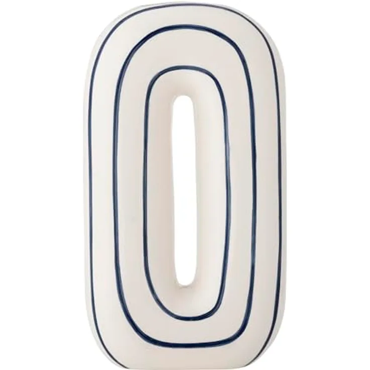 Bloomingville Mae Vase, Keramik, handgemalte blaue Streifen, L18,5xH32xB8,5 cm