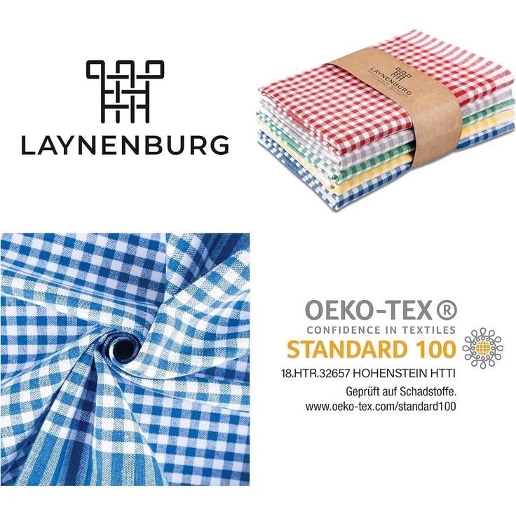 Laynenburg Geschirrtuch 10er Set Premium Geschirrtücher aus Baumwolle 45x65 cm fusselfrei, (10-tlg), Küchentücher fusselfrei & modern Vintage Küchenhandtücher – Bild 8