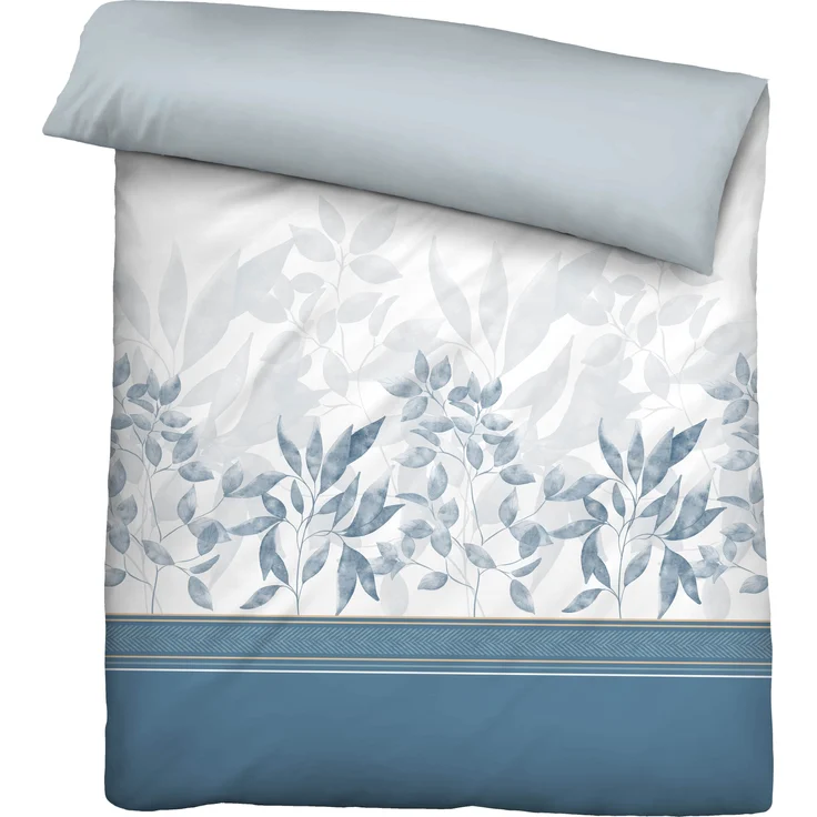 biberna Baumwoll-Satin Bettwäsche 0615170 FLORAL, ciel, 2x 135x200 cm + 2x 40x80 cm + 2x 80x80 cm – Bild 2