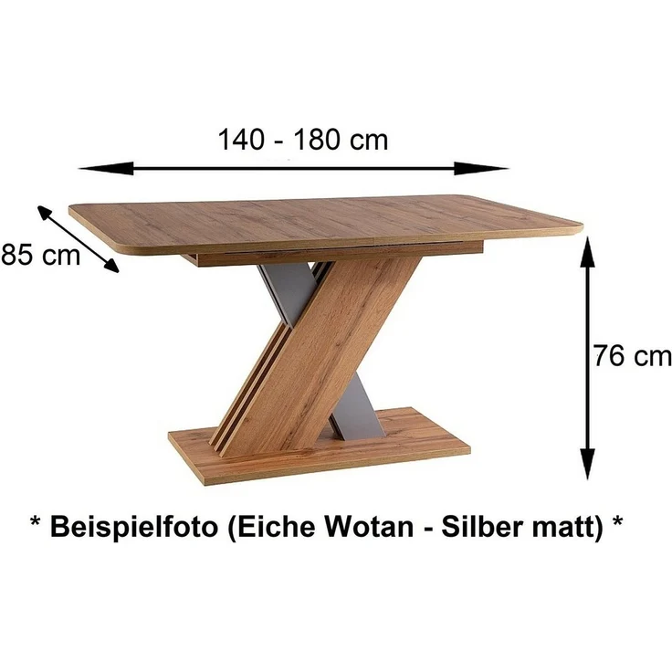 designimpex Esstisch Design GS-555 Eiche Artisan - Anthrazit matt ausziehbar Tisch – Bild 3