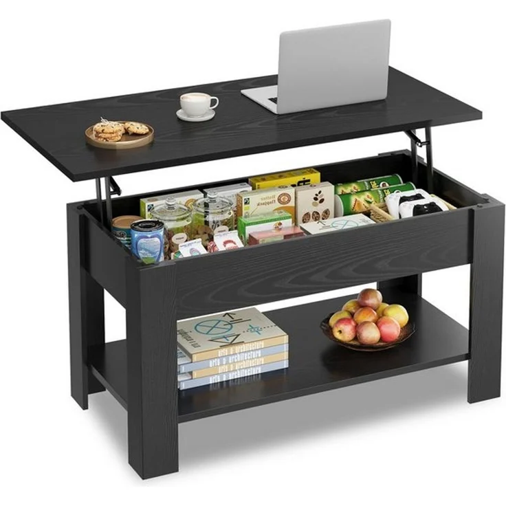 WLIVE Couchtisch Höhenverstellbar und Ausziehbar, Couchtisch Holz mit Stauraum (Wohnzimmertisch für Wohnzimmer, Büro, 1 Tisch), 98 x 48 x 46 cm – Bild 4