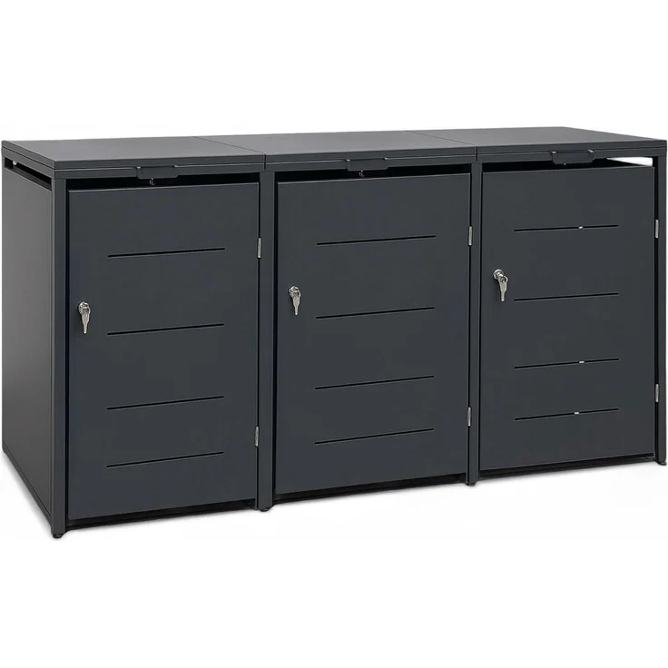 Metall Mülltonnenbox 3er Mülltonnenverkleidung 196 x118 cm Conta Anthrazit – Bild 1